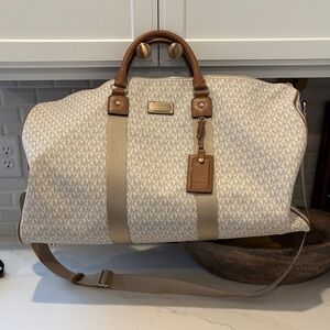Michael Kors Tan and Brown Duffel Bag